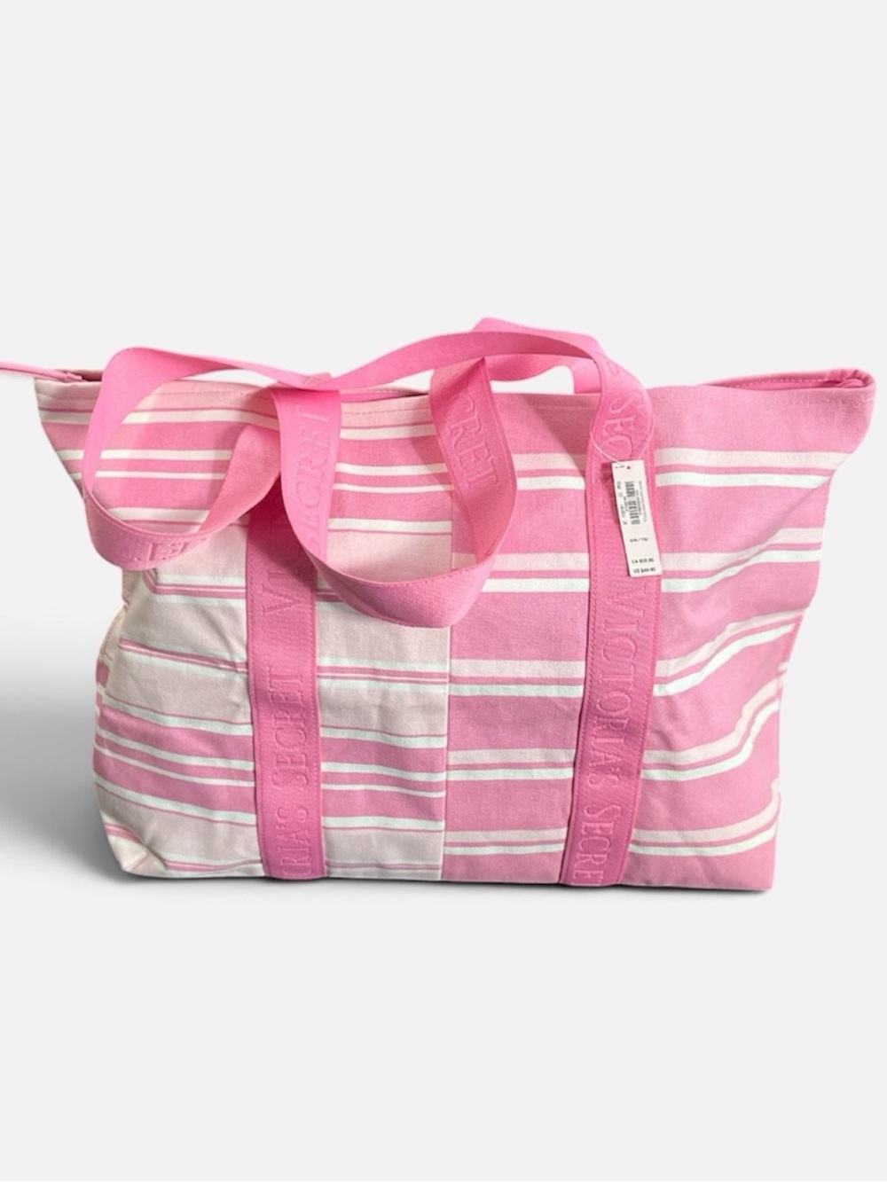 Victoria's Secret Pink & Cream Striped Tote Bag - Picture 2 of 9